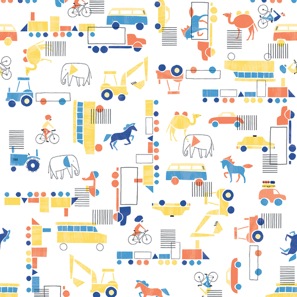 Papel De Parede Bobinex Brincar - Transportes Colorido