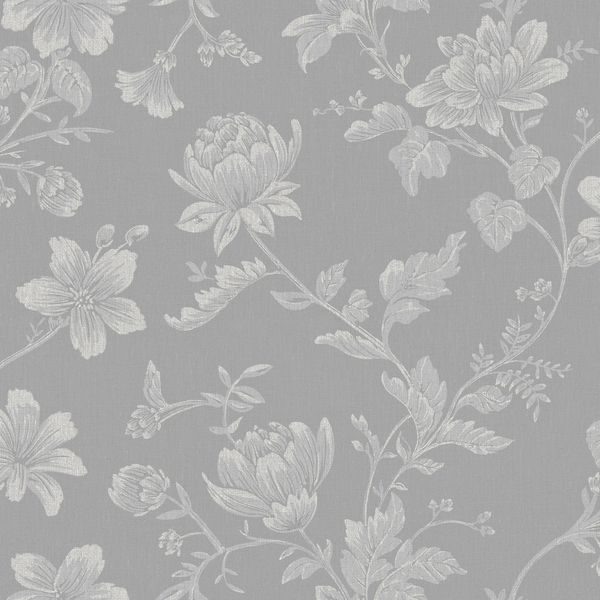 Papel De Parede Bobinex Contemporâneo - Floral Cinza