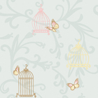 Papel De Parede Bobinex Infantário - Arabesco E Borboletas Az