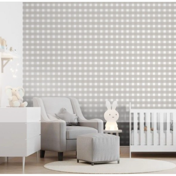 Papel De Parede Bobinex Revoada - Xadrez Vichi Cinza Escuro 4