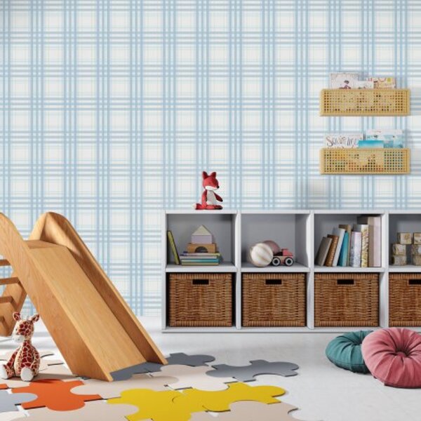 Papel De Parede Bobinex Sonhos - Xadrez Azul