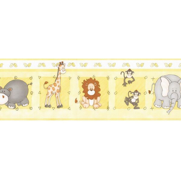 Papel De Parede Border Figuras Amarelo Selva L01 8504 Bobinex