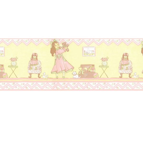 Papel De Parede Border Figuras Rosa Bonecas L01 722 Bobinex