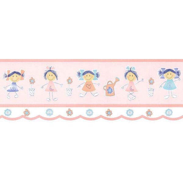 Papel De Parede Border Figuras Rosa Meninas L01 5540 Bobinex