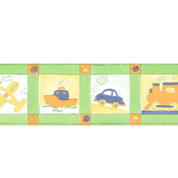 Papel De Parede Border Figuras Verde Aviões L01 5510 Bobinex