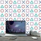 Papel De Parede Botões Playstation Fundo Branco Quarto Gamer