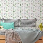 Papel De Parede Cactos E Lhama Para Quarto Infantil 57x270cm