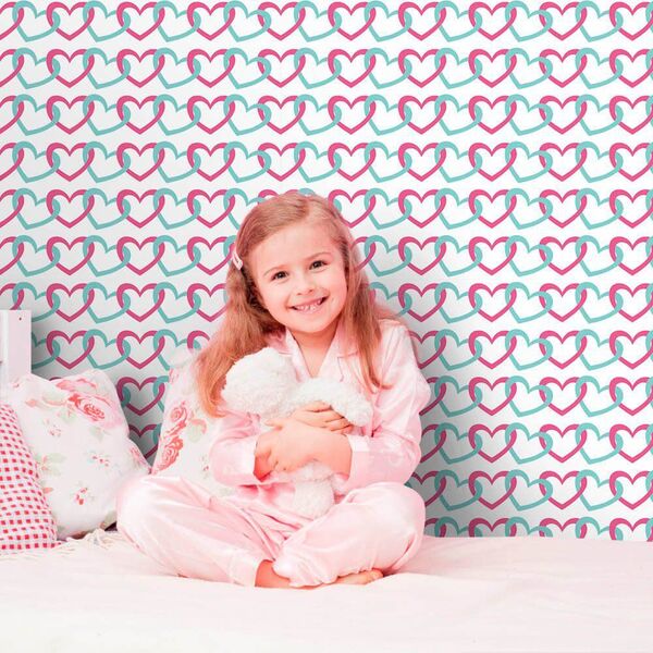 Papel De Parede Cadeado De Coração Color - 0 50 X 2 50 Metros