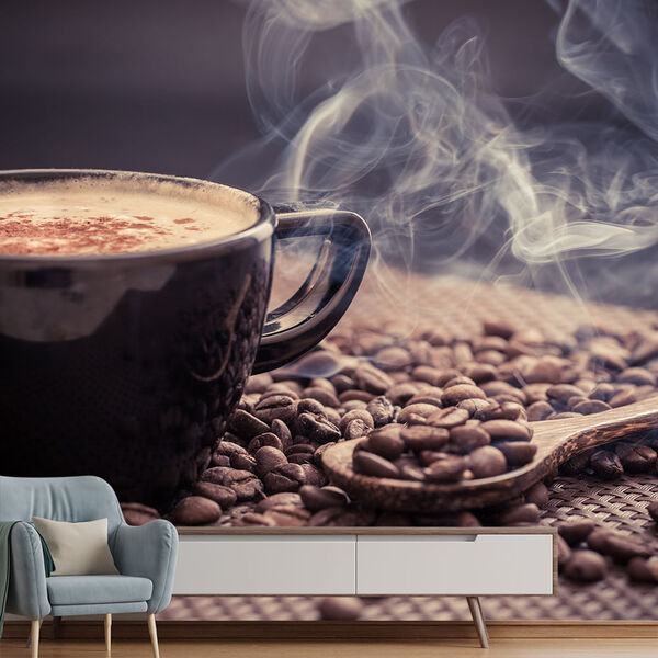 Papel De Parede Café Cafeteria Xícara Grãos Sala Adesivo - 20