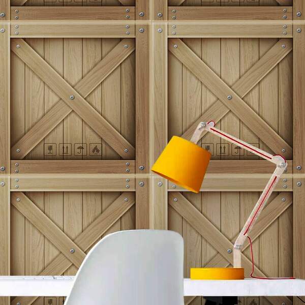 Papel De Parede Caixote De Madeira-60x300cm