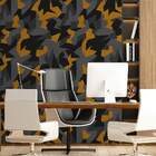 Papel De Parede Camuflagem Preto E Amarelo-60x300cm