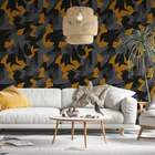 Papel De Parede Camuflagem Preto E Amarelo-60x300cm