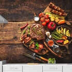 Papel De Parede Carne Churrasco Madeira Sala Painel - 193pcp