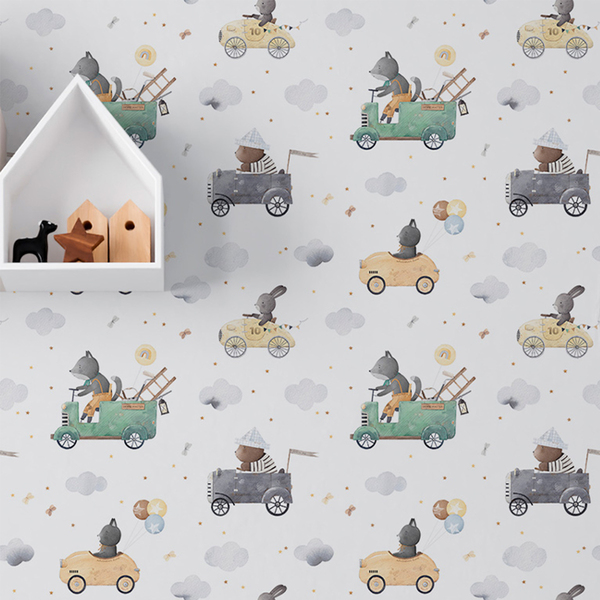 Papel De Parede Carrinho De Brinquedo Infantil Auto Colante A