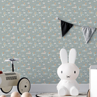 Papel De Parede Carrinho Infantil Azul Animais Quarto Menino