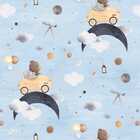 Papel De Parede Carrinho Infantil Ursinho Aquarela Azul Quart