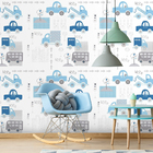 Papel De Parede Carrinhos Azul 59x300cm