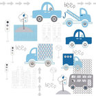 Papel De Parede Carrinhos Azul 59x300cm