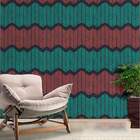 Papel De Parede Chevron Abstrato Vermelho E Verde-60x300cm