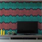 Papel De Parede Chevron Abstrato Vermelho E Verde-60x300cm