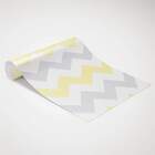 Papel De Parede Chevron Amarelo Com Cinza E Branco-60x300cm