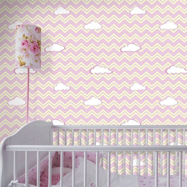 Papel De Parede Chevron Nuvens - 0 50 X 3 00 Metros