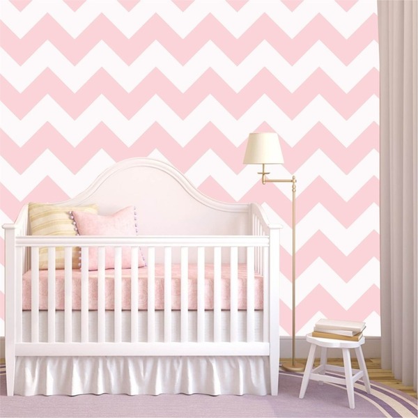 Papel De Parede Chevron Rosa E Branco - 3,00m