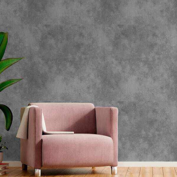 Papel De Parede Cimento Queimado Cinza 02-60x300cm