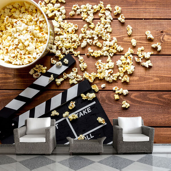 Papel De Parede Cinema Filme Pipoca Sala Painel - 173pcp