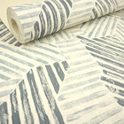 Papel De Parede Cinza E Azul Texturizado Ladrilhado 4m²