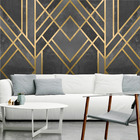 Papel De Parede Cinza E Dourado Moderno