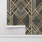 Papel De Parede Cinza E Dourado Moderno