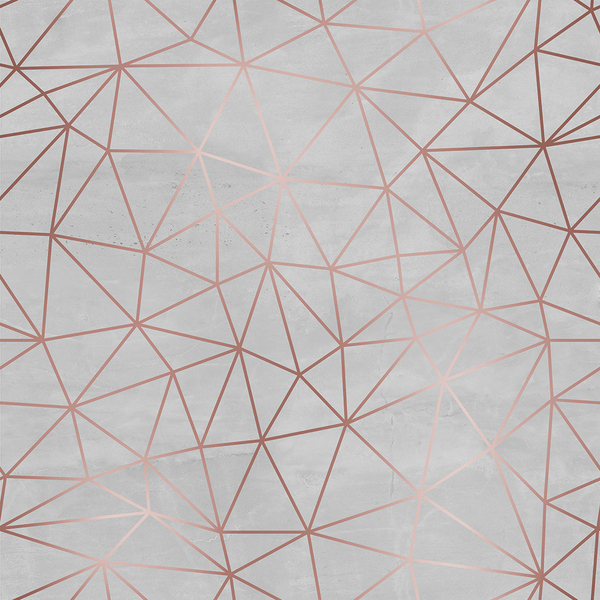 Papel De Parede Cinzento Fio Rosé Geomético Auto Colante 15m