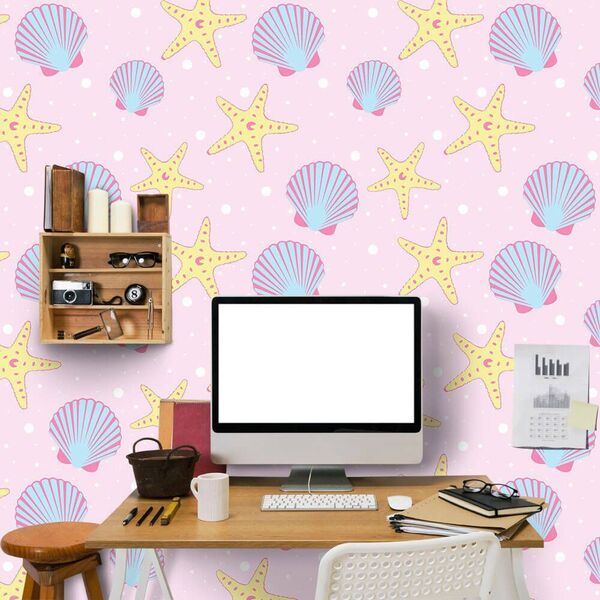 Papel De Parede Concha Sereia  - 0 50 X 2 50 Metros