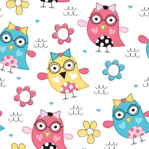 Papel De Parede Corujinhas Infantil - Adesivo 2,70x0,57m