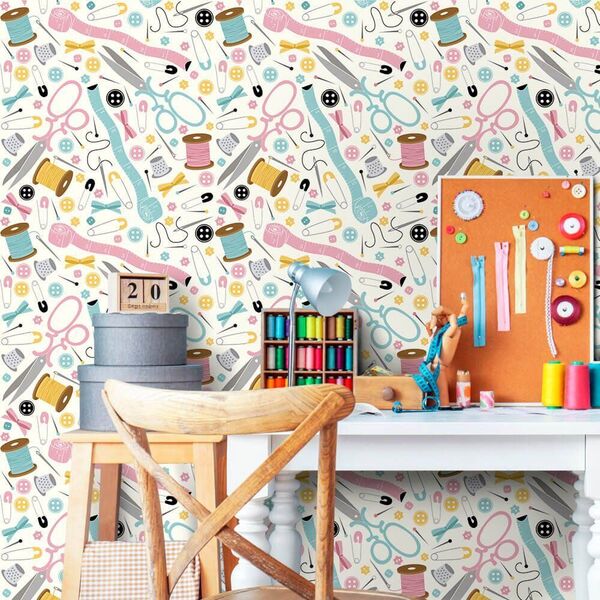 Papel De Parede Costura - 0 50 X 3 00 Metros
