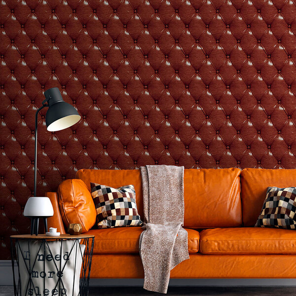 Papel De Parede Couro Elegance Bordô 10 Metros