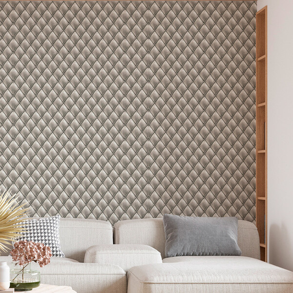 Papel De Parede Couro Elegance Off White 3 Metros