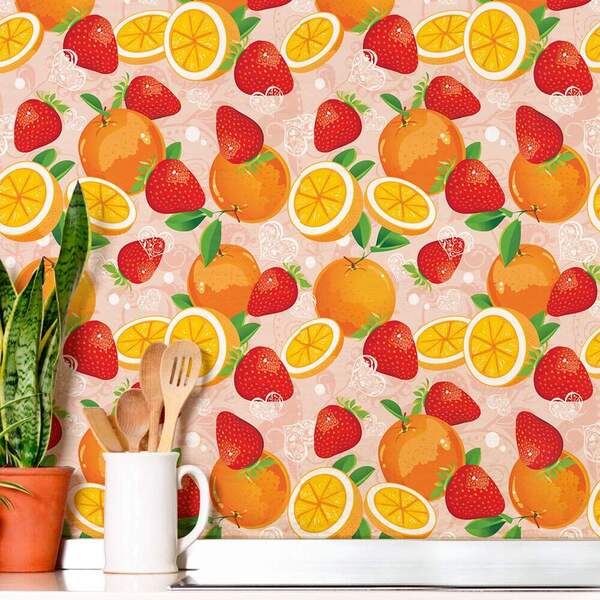 Papel De Parede - Cozinha Mod 026 Frutas - 60x300cm