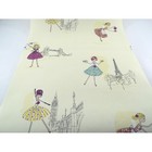 Papel De Parede - Creme Com Desenhos De Bailarina - Rolo 10m