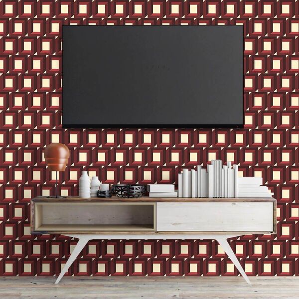 Papel De Parede Cubo Ilusionista Wine  - 0 50 X 3 00 Metros