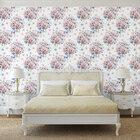 Papel De Parede De Flores Rosa E Azul 2,70x0,57m