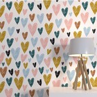 Papel de Parede de Poliéster e PVC Coração Colorido 1,7x1m Muse