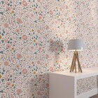 Papel de Parede de Poliéster e PVC Floral Rosa 1,7x1m Muse