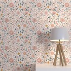 Papel de Parede de Poliéster e PVC Floral Rosa 1,7x1m Muse