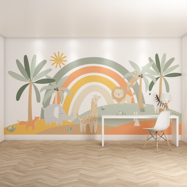 Papel de Parede de Poliéster e PVC Safari Colorido 2,9x3m Muse