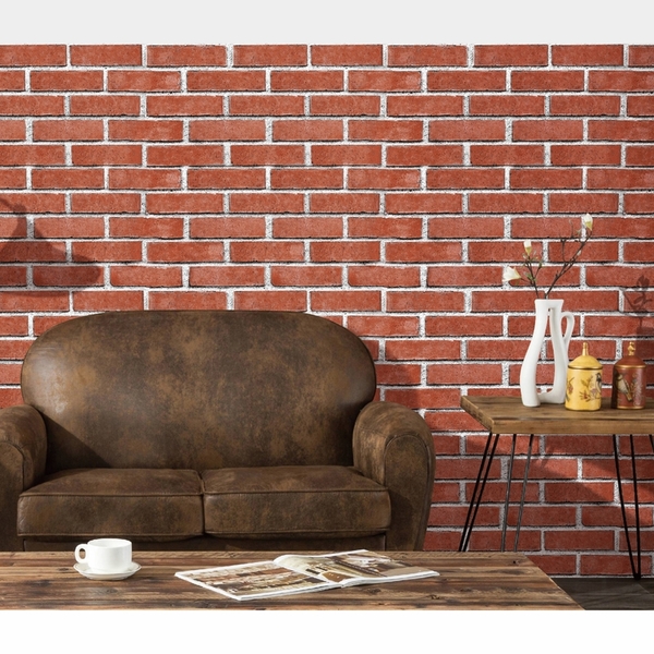 Papel De Parede Decore Gramado - Tijolinho A Vista Laranja