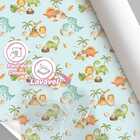 Papel De Parede Dinossauro Infantil Colorido Vivo Azul Quarto