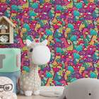 Papel De Parede Dinossauros Abstratos Coloridos-60x300cm