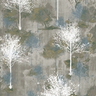 Papel De Parede Edantex Avalon 1 - Árvores Azul E Cinza (deta